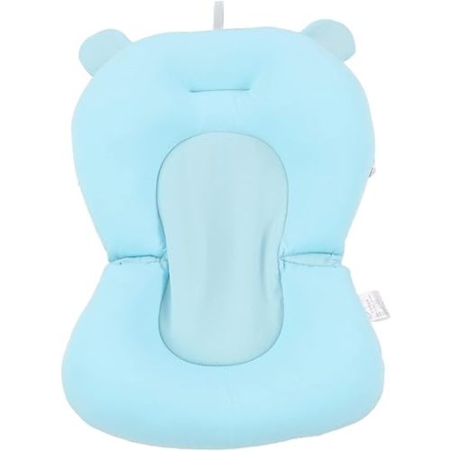 Baby Bath Cushion Pad Newborn Bathtub Mat, Nonslip Floating Seat with Support for Head, Neck, and Back,Sling, 0-12 Months (Blue Bear)