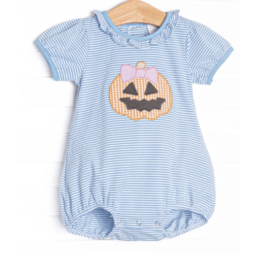 Jack-O'-Lantern Lady Applique Bubble, Blue