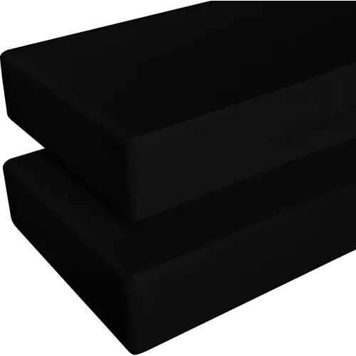 NTBAY 2 Pack 100% Brushed Microfiber Fitted Crib Sheet, Super Soft and Cozy 28x52 Crib Sheet for Standard Crib and Toddler Mattresses, Boys, Girls, Unisex, Black, 28x52 Inches