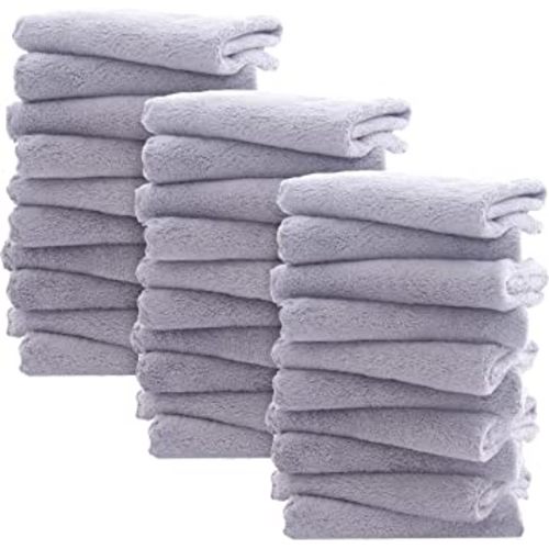 30 Pack Baby Washcloths - Extra Absorbent and Soft Wash Clothes for Newborns, Infants and Toddlers - Suitable for Baby Skin and New Born - Microfiber Coral Fleece 12x12 Inches, Grey