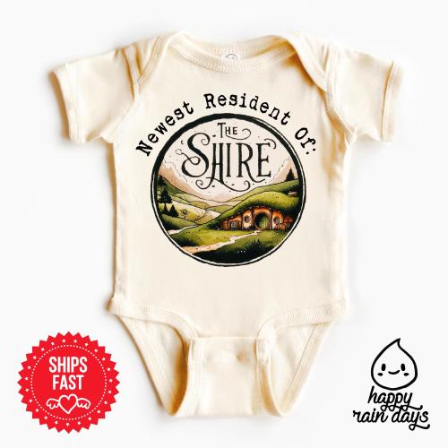 Newest shire Hobbit Onesie®, Nerdy Funny Baby Clothes, Natural Onesie®