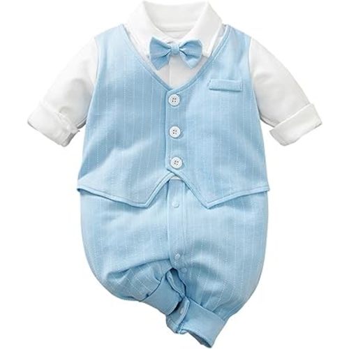 HUAANIUE Newborn Baby Boy Gentleman Romper Tuxedo Suit Outfit 0-24 Months