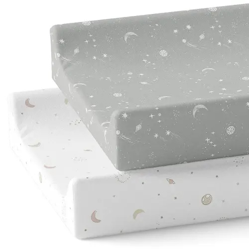 Baby Changing Pad Cover 2-Pack for Boys, Girls (Galaxy, Moon and Stars) - Premium Fitted Sheets Baby Diaper Changing Table Cover - Buttery Soft Cotton Blend