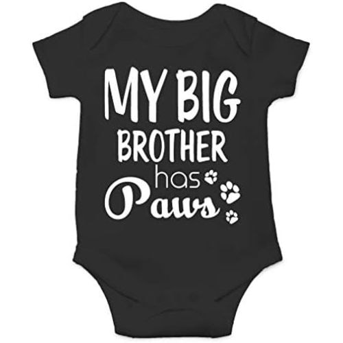 AW Fashions My Big Brother Has Paws Baby Bodysuit Funny Newborn Outfit Cut Boy Girl Infant Clothes Romper