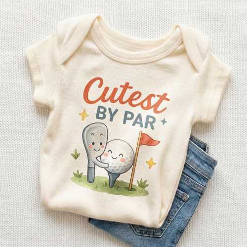 Cutest By Par Baby Onesie - Funny Golf Baby Gift Bodysuit