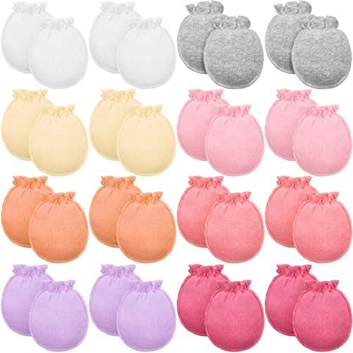 Syhood 16 Pairs Newborn Infant Baby Mittens No Scratch Chic Color