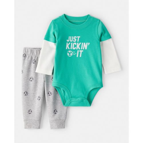 Baby Boy 2-Piece 'Just Kickin it' Soccer Bodysuit & Pant Set - Green | Carter's