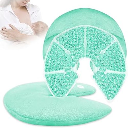 Hot Cold Gel Bead Breast Therapy Pack,Breast Ice Packs for Breastfeeding,Relief for Breastfeeding,Nursing Pain, Mastitis,Engorgement,Plugged Ducts, Boost Milk Let-Down & Production (#8 Blue)