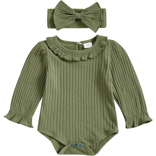 fhutpw Newborn Baby Girl Oversized Sweatshirt Romper Ruffle Long Sleeve Crewneck Onesie Sweater Tops Infant Fall Clothes