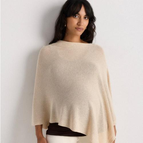 Lightweight Cotton Cashmere Nursing Shawl in Heather Oatmeal