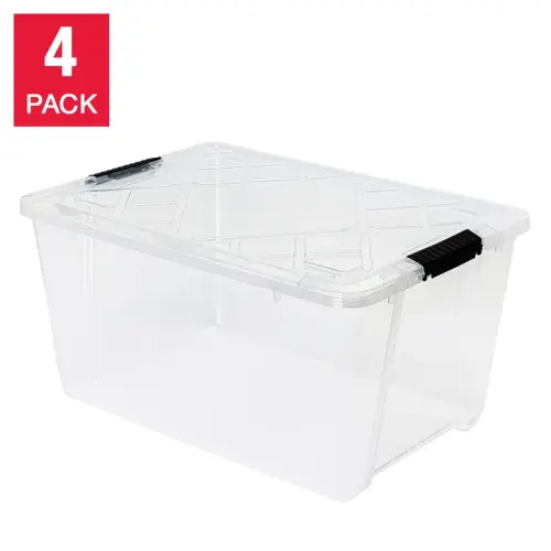 Greenmade InstaView 45 Quart Storage Bin with Latching Lid, 4-pack | Costco