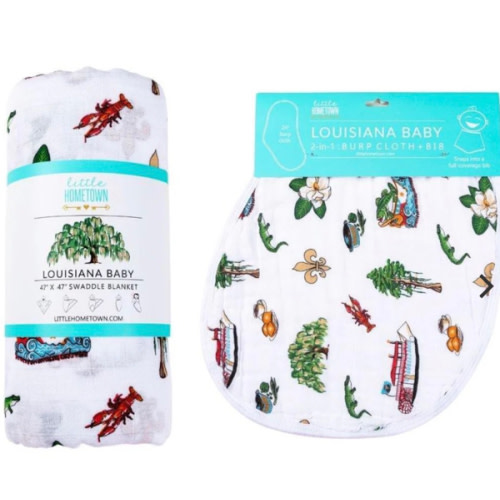 Louisiana Baby Muslin Swaddle Blanket & Bib - Buy Now – Little Hometown