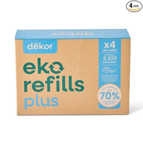 Diaper Dekor Plus Diaper Pail Refills | 4 Count Unscented | Exclusive End-of-Liner Marking | Thick, Quick & Easy to Replace | Most Economical Refill System | for Original and Eko Style Pails