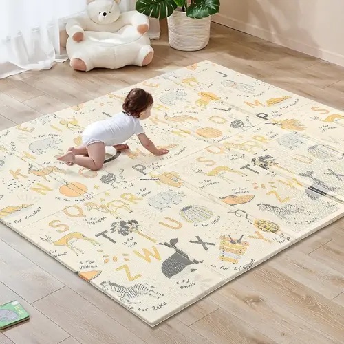 Sour Lemon Baby Play Mat 71x62, Foldable Baby Playpen Mat, Reversible Crawling Mat for Baby, Waterproof, Safe Thick Activity Playmats for Babies and Toddlers
