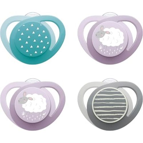 NUK Glow-in-the-Dark Orthodontic Pacifier with Heart-Shaped Shield, BPA-Free, fits 0-6 Months, 4-Pack