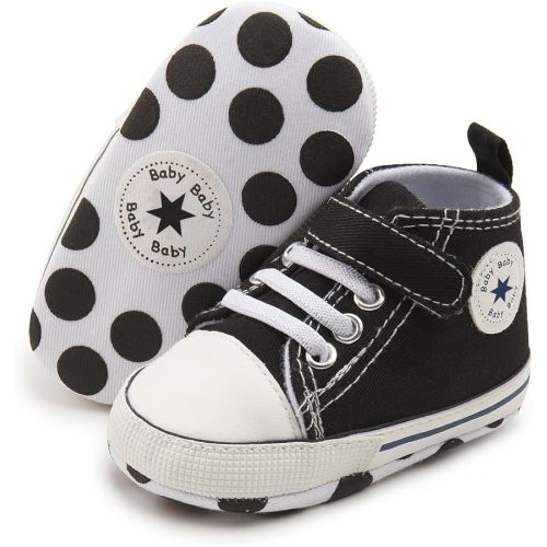 Unisex Baby Girls Boys Canvas High-top Shoes, Newborn Infant Anti-Slip Soft Sole Frist Walking Breathable Sneakers