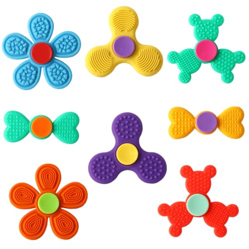 8PCS Silicone Fidget Spinners,Sensory Toys for Kids and Adults,Worry Stones for Anxiety,Quite Fidget Toys for Classroom, Prizes in Bulk for School, Classroom Prizes,Treasure Box Toys