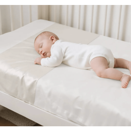 100% Mulberry Pearl White Silk Sleeve For Crib & Bassinet