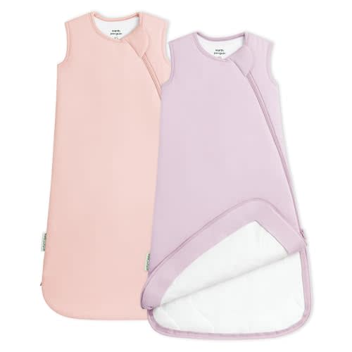 Soft Bamboo Viscose Baby Sleep Sack, 1.0 TOG Baby Sleeping Bag 2 Pack, Cozy Baby Wearable Blanket 2-Way Zipper