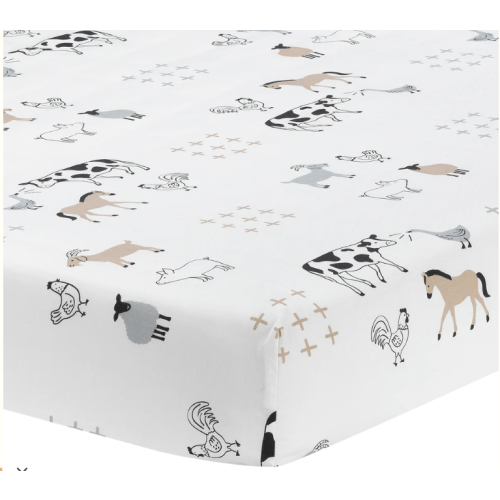 Baby Farm Animals 100% Cotton Fitted Crib Sheet - White – Lambs & Ivy