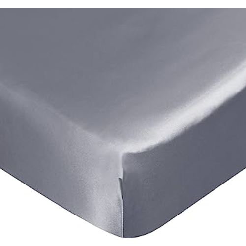 Crib Sheets for Boys, Satin Fitted Crib Sheet Soft & Silky Baby Mattress Sheet (52"x28"x8") for Baby Boys and Girls, Great for Baby with Hair and Skin, Grey