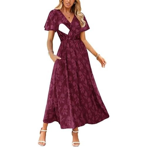 CzzzyL Women's Nursing Floral Dress V Neck Wedding Guest with Pockets