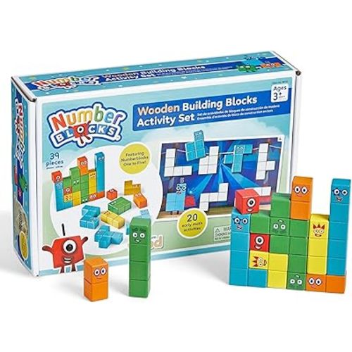 hand2mind Numberblocks Wooden Building Blocks Activity Set, Wood Stacking Toy, Numbers for Toddlers Counting Blocks, Math Games, Logic Puzzles, Preschool Learning Activities, Kids Birthday Gift