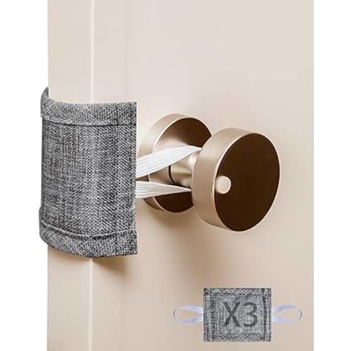 Door Silencer, Padded Door Latch Cover for Baby, 3Pcs/Set Quiet Door Closer Cushion, 4 x 3 inches Light Sleepers Noise Reduced, Prevent from Locking for Toddler Safety.(Black)