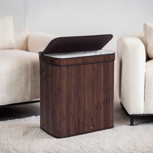 Laundry Basket with Lid Bamboo Laundry Storage, Removable Machine Washable Laundry Hamper with Handles, 26.4 Gallons, for Laundry Room