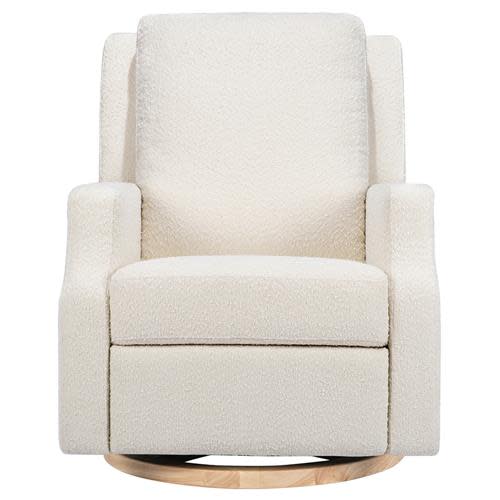 Namesake Crewe Modern Ivory Boucle Light Wood Base Recliner and Swivel Glider  | Kathy Kuo Home