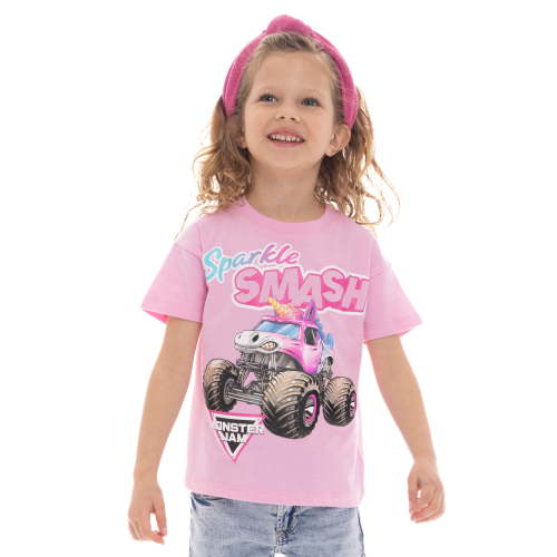 Monster Jam Toddler Girls Sparkle Smash Graphic Tee, Sizes 12M-5T