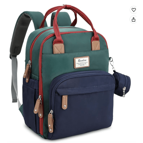 RUVALINO Baby Diaper Bag Backpack with Changing Pad, Red-Green-Blue