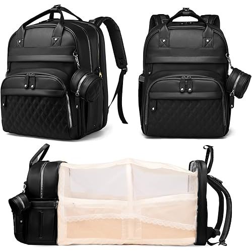 Baby Diaper Bags with Changing Station, Waterproof Diaper Bag Backpack for Moms Dads with USB Charging Port, Baby Shower Gifts, Large Capacity diaper backpack, Black
