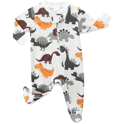 Neutral Baby Clothes Boy Girl Footed Cotton Long Sleeve Double Zipper Onesie
