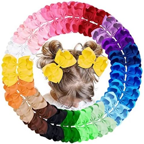 Oaoleer 40Pcs 4.5" Hair Bows Clips for Girls Tolddler Hair Accessories