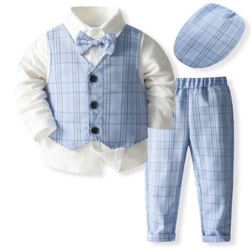 TAIAOJING Toddler Baby Boy Clothes Suits Tuxedo Gentleman Outfits Sets Formal Dress Shirt+Vest+Pants Baby Suit Sets Holiday 3-4Y