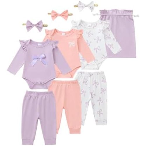 SUNNY PIGGY Newborn Baby Girl Clothes 10 Piece Infant Outfits 0-18 Months