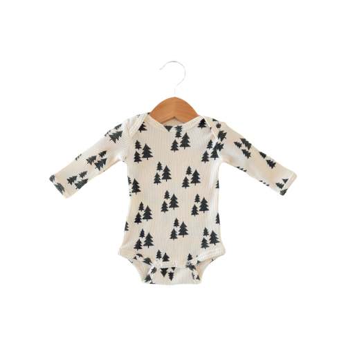 Organic Waffle Long Sleeve Bodysuit, Forest Green Trees – SpearmintLOVE