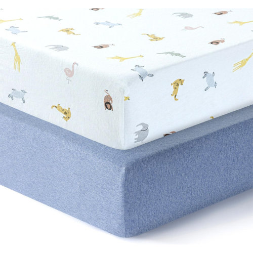 Dreamology Machine Washable Mayfield Squares Rug 2 Pack, 100% Cotton Jersey Crib Fitted sheets, Baby Crib sheet, Toddler Bed Sheets & Reviews | Wayfair