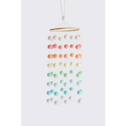 Pastel Rainbow Pom Pom Mobile: Handmade Wool Felt Nursery Decor