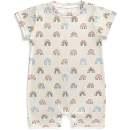 Cstdyfrv Boho Rainbow Baby Boys Girls Romper Watercolor Rainbow Newborn Clothes Summer Outfits Jumpsuit Bodysuit