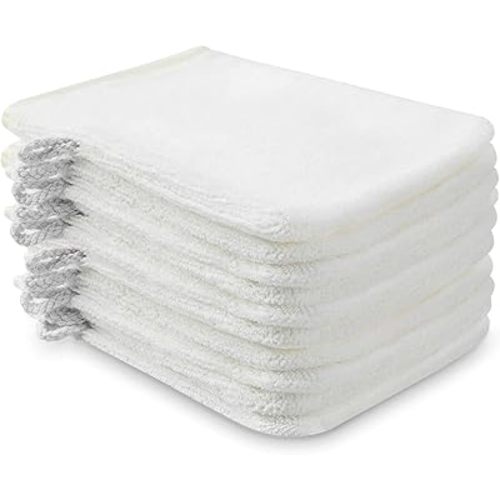 PHOGARY 10 Pack Microfiber Body Wash Mitts, Soft Face Mitten, Bath Spa Cloth, Reusable Makeup Remover Mitt Gloves, European Style Wash Cloth, 6×8 inch (White)
