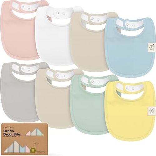 8-Pack Organic Baby Bibs - Soft Cotton Drooling and Teething Bibs 0-24 Months