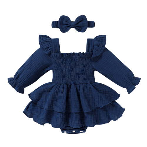 Younger Tree Baby Girl Onesies Outfits Newborn Fall Clothes Long Sleeve Romper Dress for 12-18 Months