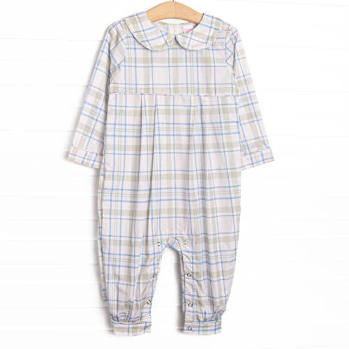Sage and Sky Plaid Long Romper, Green – Stitchy Fish