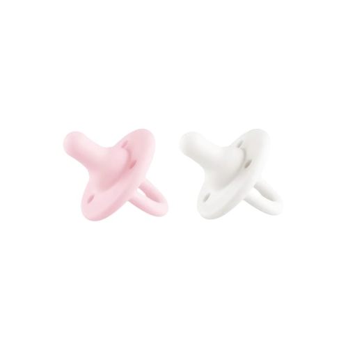 Lee Lee and Me Newborn Pacifier 2-Pack - Powder & Blush - 100% Medical Grade Silicone Paci - Breast-Like Nipple for Natural Latch - Size 0-18 Months