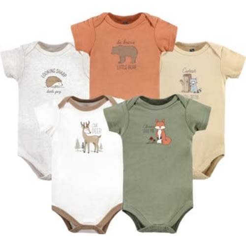 Five-Piece Set of Cotton Infant All-in-One Bodysuits, 0-3M