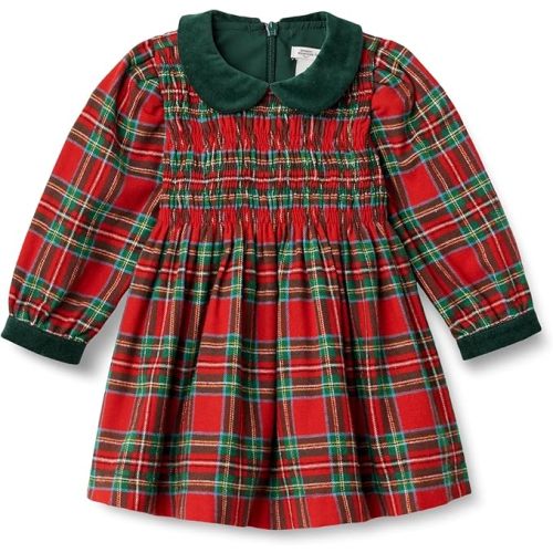 Amazon Essentials x Sofia Grainge Baby Girls' Long Sleeve Flannel Dress, Cherry Red Festive Plaid, 0-3 Months