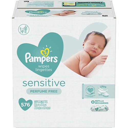 Pampers Baby Wipes Sensitive Perfume Free 8X Refill Packs (Tub Not Included) 576 Count - 576 Count (Pack of 1)
