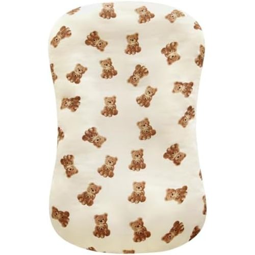 LifeTree Muslin Baby Lounger Cover, Newborn Slipcover Lounger Cover for Boys Girls Infant, Soft 70% Viscose from Bamboo and 30% Cotton, Cover Only, Bear Pattern,